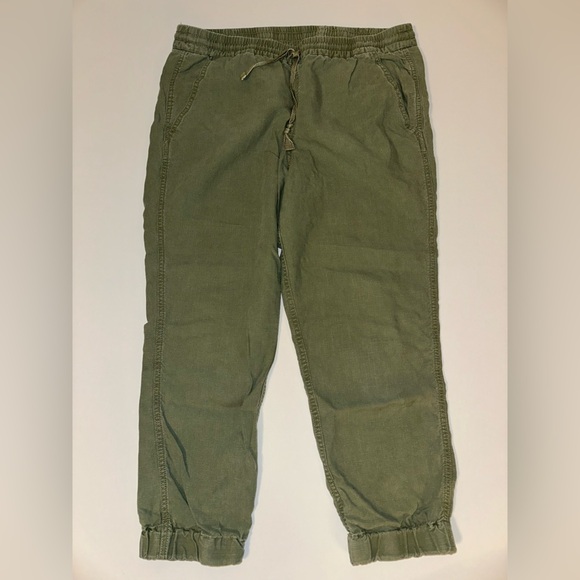 J. Crew Pants - J.Crew Point Sur Seaside Drawstring Jogger Pants Olive Linen Lyocell Women’s 10